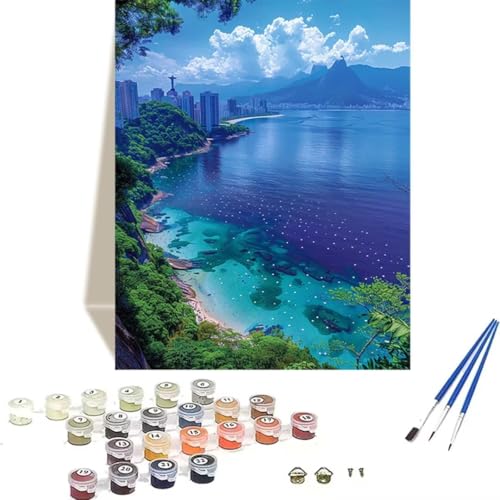 LUOLYYEI Malen nach Zahlen für Erwachsene: Beginner to Advanced Number Painting Kit Malen Nach Zahlen Kinder – Stadt DIY Kunst and Crafts – Kits enthalten Acrylfarbe – Landschaft 40 x 50 cm U-7 von LUOLYYEI