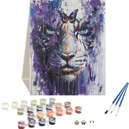 LUOLYYEI Malen nach Zahlen für Erwachsene: Beginner to Advanced Number Painting Kit Malen Nach Zahlen Kinder – Tiger DIY Kunst and Crafts – Kits enthalten Acrylfarbe – Schmetterling 70 x 95 cm 3-S von LUOLYYEI