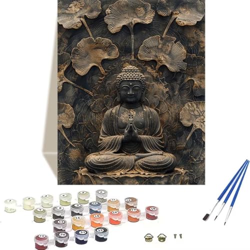 LUOLYYEI Malen nach Zahlen für Erwachsene: Beginner to Advanced Number Painting Kit Malen Nach Zahlen Kinder – Zen DIY Kunst and Crafts – Kits enthalten Acrylfarbe – Lotus 70 x 95 cm O-2 von LUOLYYEI