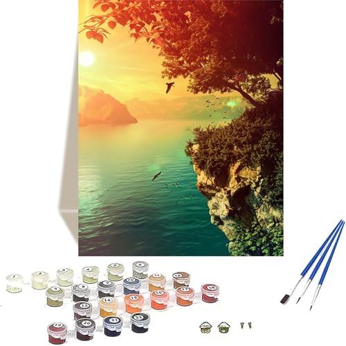 LUOLYYEI Meer Malen Nach Zahlen Erwachsene, Landschaft Malen Nach Zahlen kinder Leinwand mit Pinseln und Acrylfarbe, DIY Paint by Numbers Adult und Anfänger, für Home Decor, Geschenk - 100x135CM N-7 von LUOLYYEI