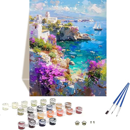 LUOLYYEI Meer Malen Nach Zahlen Erwachsene, Landschaft Malen Nach Zahlen kinder Leinwand mit Pinseln und Acrylfarbe, DIY Paint by Numbers Adult und Anfänger, für Home Decor, Geschenk - 100x135CM Z-4 von LUOLYYEI