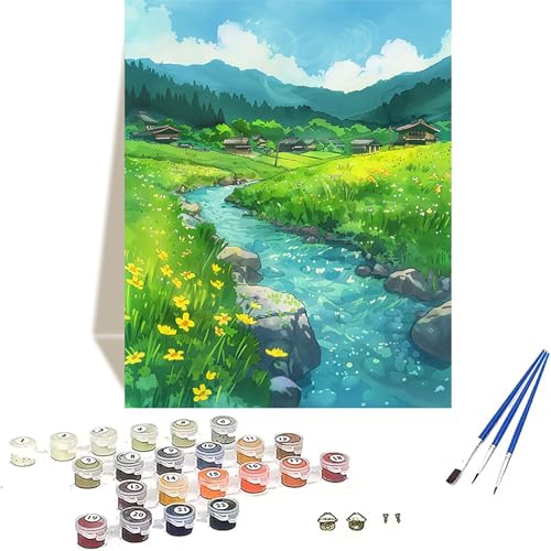 LUOLYYEI Wiese Malen Nach Zahlen Erwachsene, Landschaft Malen Nach Zahlen kinder Leinwand mit Pinseln und Acrylfarbe, DIY Paint by Numbers Adult und Anfänger, für Home Decor, Geschenk - 100x135CM 6-7 von LUOLYYEI