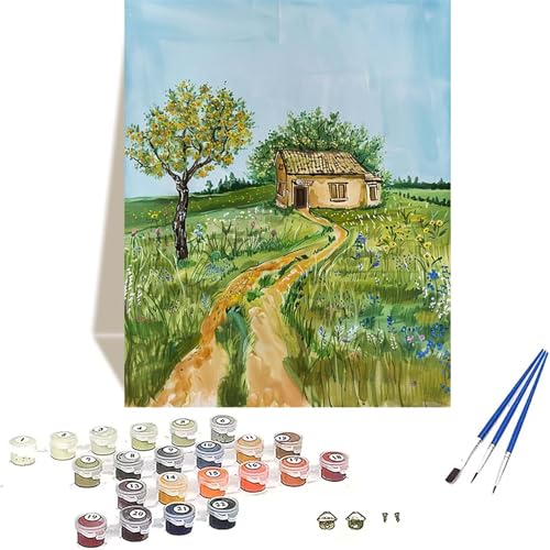 LUOLYYEI Wiese Malen Nach Zahlen Erwachsene, Landschaft Malen Nach Zahlen kinder Leinwand mit Pinseln und Acrylfarbe, DIY Paint by Numbers Adult und Anfänger, für Home Decor, Geschenk - 100x135CM V-Q von LUOLYYEI