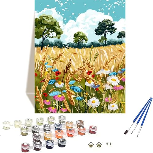 Landschaft Malen Nach Zahlen Erwachsene, Herbst Malen Nach Zahlen kinder Leinwand mit Pinseln und Acrylfarbe, DIY Paint by Numbers Adult und Anfänger, für Home Decor, Geschenk - 40 x 50 cm 1-1 von LUOLYYEI