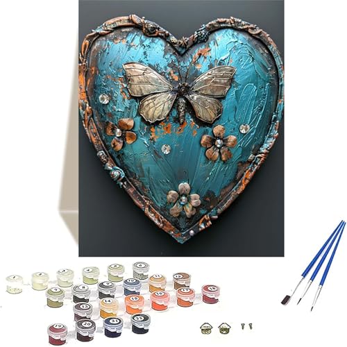 Liebe Malen Nach Zahlen Erwachsene, Schmetterling Malen Nach Zahlen kinder Leinwand mit Pinseln und Acrylfarbe, DIY Paint by Numbers Adult und Anfänger, für Home Decor, Geschenk - 30 x 40 cm K-3 von LUOLYYEI