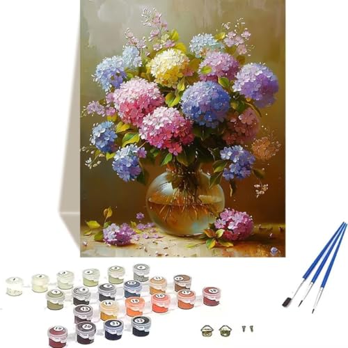 Malen Nach Zahlen Erwachsene Blume, Malen Nach Zahlen Kinder DIY Handgemalt Ölgemälde Kit für Anfänger und Erwachsene Mit Knitterfreie Leinwand und Acrylfarbe Vase Malen nach Zahlen 50 x 65 cm 8-Y von LUOLYYEI