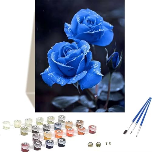 Malen Nach Zahlen Erwachsene Blume, Malen Nach Zahlen Kinder Rose DIY Paint by Numbers Adult Handgemalt Ölgemälde Kit für Anfänger Kinder und Erwachsene Als Geschenk Wand Dekor 50 x 65 cm 1-T von LUOLYYEI