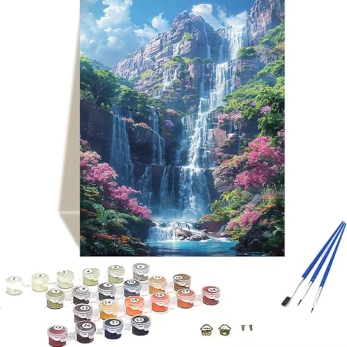 Malen Nach Zahlen Erwachsene Fallen, Malen Nach Zahlen Kinder Landschaft DIY Paint by Numbers Adult Handgemalt Ölgemälde Kit für Anfänger Kinder und Erwachsene Als Geschenk Wand Dekor (30x40cm) A-W von LUOLYYEI