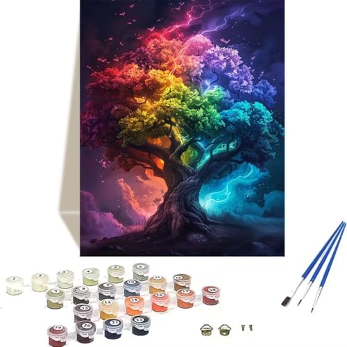 Malen Nach Zahlen Erwachsene Himmel, Malen Nach Zahlen Kinder DIY Handgemalt Ölgemälde Kit für Anfänger und Erwachsene Mit Knitterfreie Leinwand und Acrylfarbe Baum Malen nach Zahlen 100 x 135 cm 6-C von LUOLYYEI