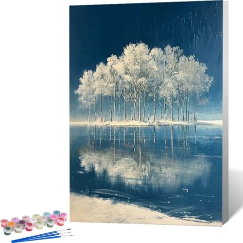 Malen Nach Zahlen Erwachsene-Malen Nach Zahlen Winter Baum, Malen Nach Zahlen DIY Malen Nach Zahlen Erwachsene Set Acrylfarbe Malen Nach Zahlen Erwachsene Set Als Heimdekoration 40 x 50cm H-S von LUOLYYEI