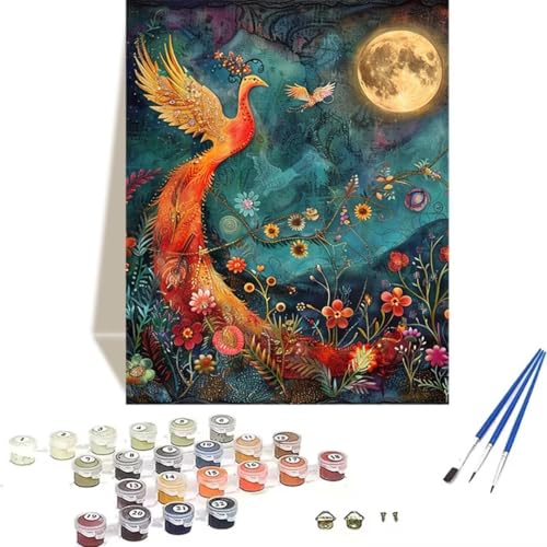 Malen Nach Zahlen Erwachsene PhöNix, Malen Nach Zahlen Kinder Mond DIY Paint by Numbers Adult Handgemalt Ölgemälde Kit für Anfänger Kinder und Erwachsene Als Geschenk Wand Dekor 50 x 65 cm 0-3 von LUOLYYEI