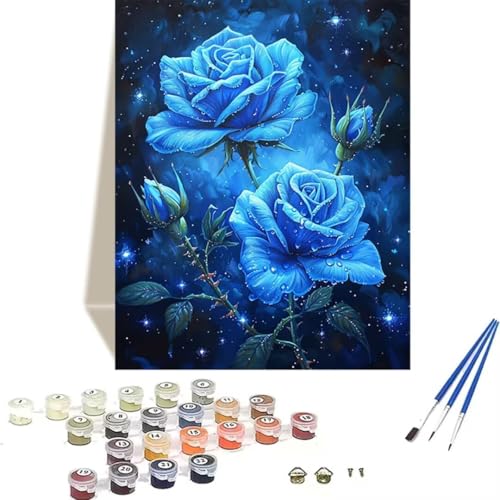 Malen Nach Zahlen Erwachsene Rose, Malen Nach Zahlen Kinder Sternenhimmel DIY Paint by Numbers Adult Handgemalt Ölgemälde Kit für Anfänger Kinder und Erwachsene Als Geschenk Wand Dekor (30x40cm) 2-6 von LUOLYYEI