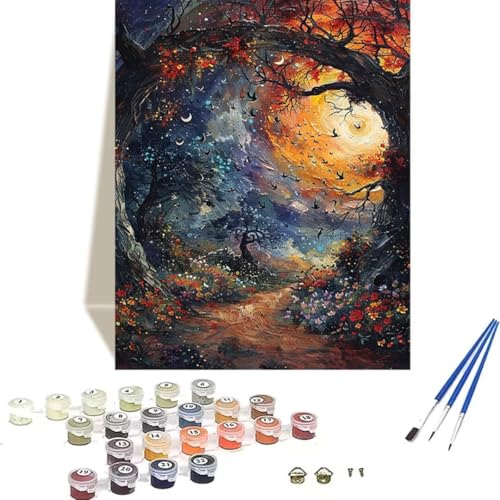 Malen nach Zahlen Erwachsene Bunt Landschaft DIY Malen Nach Zahlen Kinder Öl Leinwand Gemälde Set für Anfänger Senior Acrylic Malen Malerei Heimwerk 50x65cm für Decor, Ohne Rahmen Sonnenuntergang 9-U von LUOLYYEI