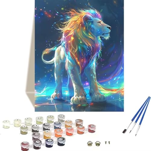 Malen nach Zahlen Erwachsene Bunt LöWe DIY Malen Nach Zahlen Kinder Öl Leinwand Gemälde Set für Anfänger Senior Acrylic Malen Malerei Heimwerk 50x65cm für Home Decor, Ohne Rahmen Sternenhimmel U-S von LUOLYYEI