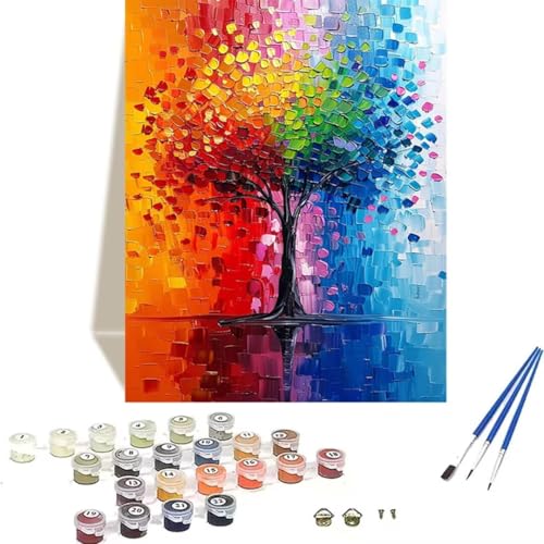 Malen nach Zahlen Graffiti für Erwachsene mit Pinseln und Acrylfarben, zum Basteln, Baum Malen Nach Zahlen Kinder Malset für Erwachsene, Kinder, Senioren, Anfänger, für Innendekoration – (50x65cm) S-5 von LUOLYYEI