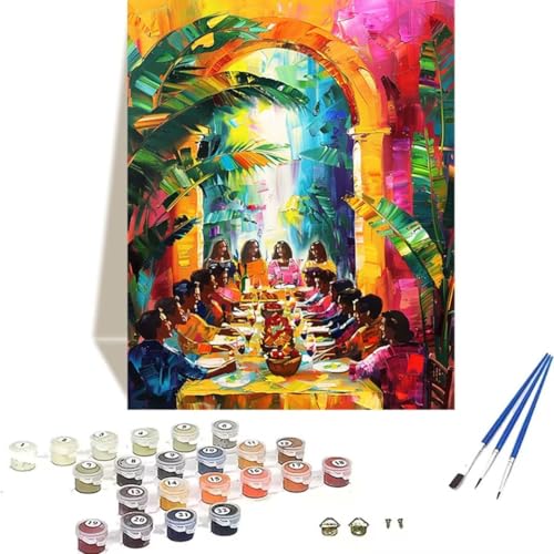 Malen nach Zahlen für Erwachsene: Beginner to Advanced Number Painting Kit Malen Nach Zahlen Kinder – Das Letzte Abendmahl DIY Kunst and Crafts – Kits enthalten Acrylfarbe – Traum 40 x 50 cm K-U von LUOLYYEI