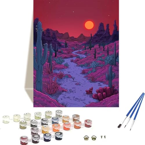 Malen nach Zahlen für Erwachsene: Beginner to Advanced Number Painting Kit Malen Nach Zahlen Kinder – Landschaft DIY Kunst and Crafts – Kits enthalten Acrylfarbe – Sonnenuntergang 70 x 95 cm L-2 von LUOLYYEI