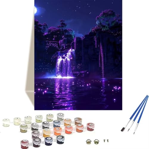 Malen nach Zahlen für Erwachsene: Beginner to Advanced Number Painting Kit Malen Nach Zahlen Kinder – Landschaft DIY Kunst and Crafts – Kits enthalten Acrylfarbe – Sternenhimmel 40 x 50 cm V-1 von LUOLYYEI