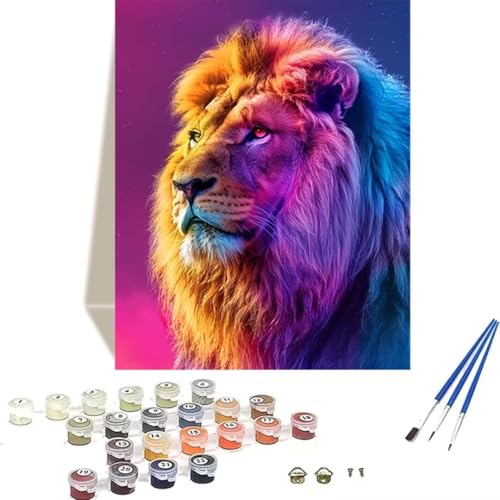 Malen nach Zahlen für Erwachsene: Beginner to Advanced Number Painting Kit Malen Nach Zahlen Kinder – LöWe DIY Kunst and Crafts – Kits enthalten Acrylfarbe – Tier 70 x 95 cm Als Home Wand Dekor P-H von LUOLYYEI