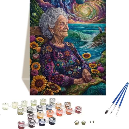 Malen nach Zahlen für Erwachsene: Beginner to Advanced Number Painting Kit Malen Nach Zahlen Kinder – Sternenhimmel DIY Kunst and Crafts – Kits enthalten Acrylfarbe – Sonnenblume 70 x 95 cm 5-7 von LUOLYYEI