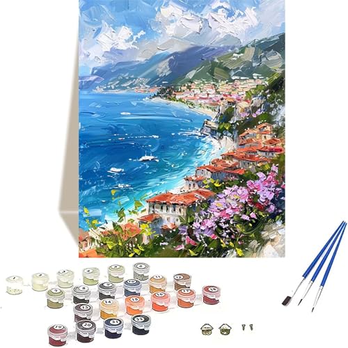 Meer Malen Nach Zahlen Erwachsene, Landschaft Malen Nach Zahlen kinder Leinwand mit Pinseln und Acrylfarbe, DIY Paint by Numbers Adult und Anfänger, für Home Decor, Geschenk - 100 x 135 cm N-Y von LUOLYYEI