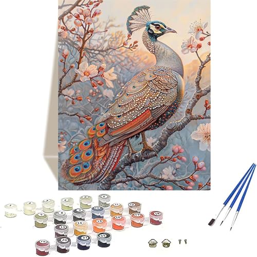 Pfau Malen Nach Zahlen Erwachsene, Blume Malen Nach Zahlen kinder Leinwand mit Pinseln und Acrylfarbe, DIY Paint by Numbers Adult und Anfänger, für Home Decor, Geschenk - Ohne Rahmen 100 x 135 cm 9-Z von LUOLYYEI