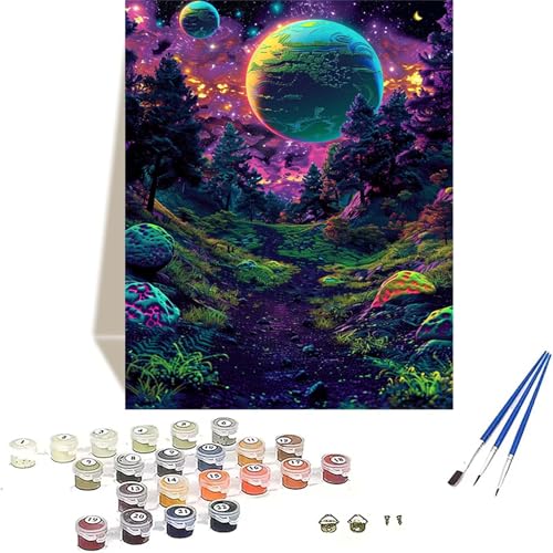 Planet Malen Nach Zahlen Erwachsene, Wald Malen Nach Zahlen kinder Leinwand mit Pinseln und Acrylfarbe, DIY Paint by Numbers Adult und Anfänger, für Home Decor, Geschenk - Ohne Rahmen 100x135CM R-J von LUOLYYEI