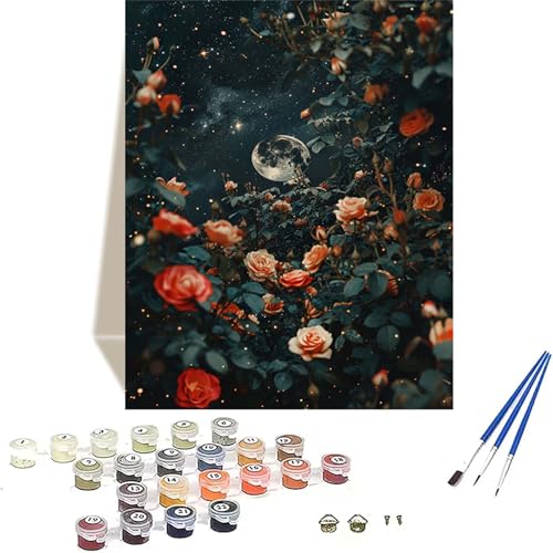 Rose Malen Nach Zahlen Erwachsene, Sternenhimmel Malen Nach Zahlen kinder Leinwand mit Pinseln und Acrylfarbe, DIY Paint by Numbers Adult und Anfänger, für Home Decor, Geschenk - 100 x 135 cm 9-8 von LUOLYYEI