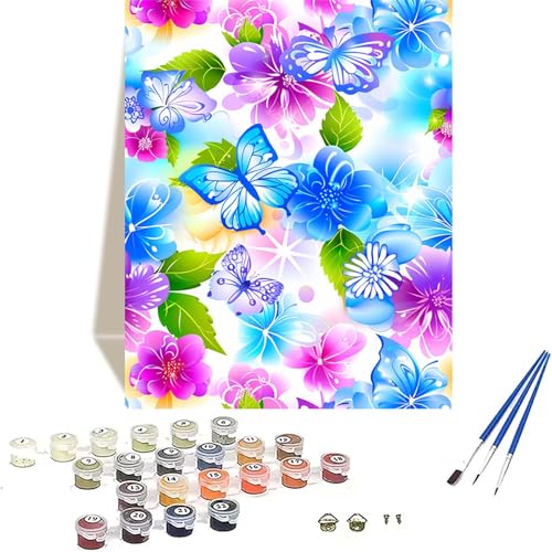 Schmetterling Malen Nach Zahlen Erwachsene, Blume Malen Nach Zahlen kinder Leinwand mit Pinseln und Acrylfarbe, DIY Paint by Numbers Adult und Anfänger, für Home Decor, Geschenk - 100 x 135 cm S-4 von LUOLYYEI