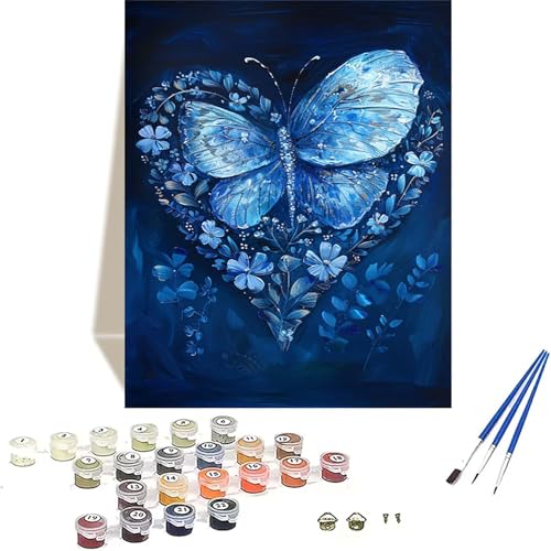 Schmetterling Malen Nach Zahlen Erwachsene, Blume Malen Nach Zahlen kinder Leinwand mit Pinseln und Acrylfarbe, DIY Paint by Numbers Adult und Anfänger, für Home Decor, Geschenk - 100x135CM E-0 von LUOLYYEI