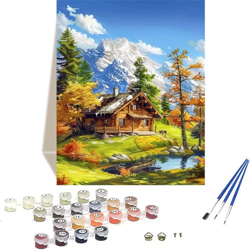 Schneeberg Malen Nach Zahlen Erwachsene, Landschaft Malen Nach Zahlen kinder Leinwand mit Pinseln und Acrylfarbe, DIY Paint by Numbers Adult und Anfänger, für Home Decor, Geschenk - 20 x 30 cm 1-3 von LUOLYYEI