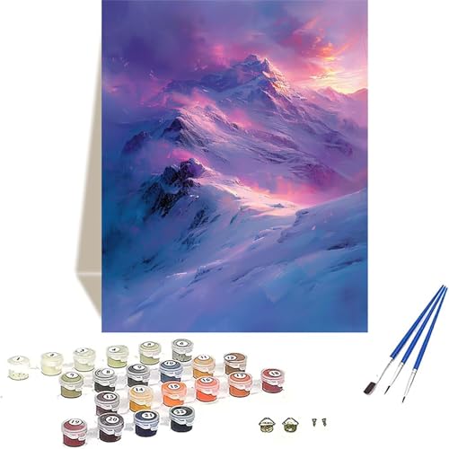 Schneeberg Malen Nach Zahlen Erwachsene, Landschaft Malen Nach Zahlen kinder Leinwand mit Pinseln und Acrylfarbe, DIY Paint by Numbers Adult und Anfänger, für Home Decor, Geschenk - 20x30 cm 5-R von LUOLYYEI