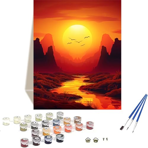 Sonnenuntergang Malen Nach Zahlen Erwachsene, Landschaft Malen Nach Zahlen kinder Leinwand mit Pinseln und Acrylfarbe, DIY Paint by Numbers Adult und Anfänger, für Decor, Geschenk - 100 x 135 cm H-O von LUOLYYEI