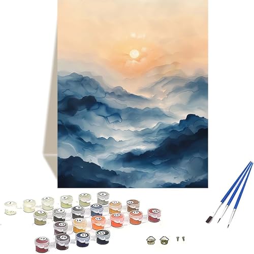 Sonnenuntergang Malen Nach Zahlen Erwachsene, Landschaft Malen Nach Zahlen kinder Leinwand mit Pinseln und Acrylfarbe, DIY Paint by Numbers Adult und Anfänger, für Decor, Geschenk - 20 x 30 cm 3-1 von LUOLYYEI