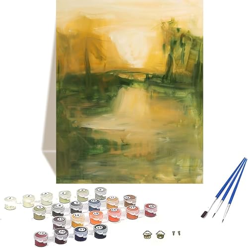 Sonnenuntergang Malen Nach Zahlen Erwachsene, Landschaft Malen Nach Zahlen kinder Leinwand mit Pinseln und Acrylfarbe, DIY Paint by Numbers Adult und Anfänger, für Home Decor, Geschenk - 20x30 cm U-V von LUOLYYEI