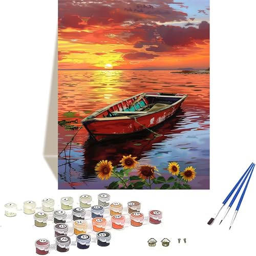 Sonnenuntergang Malen Nach Zahlen Erwachsene, Meer Malen Nach Zahlen kinder Leinwand mit Pinseln und Acrylfarbe, DIY Paint by Numbers Adult und Anfänger, für Home Decor, Geschenk - 100x135CM 8-3 von LUOLYYEI