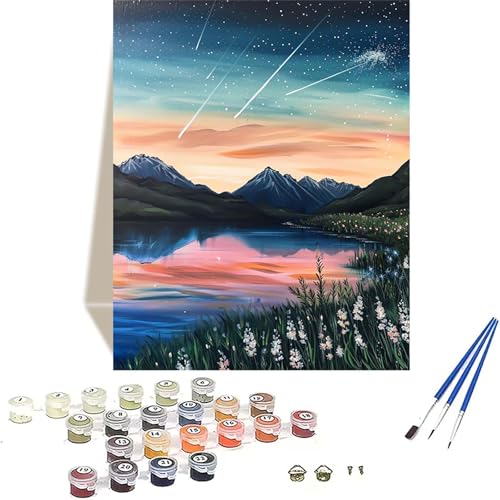 Sternenhimmel Malen Nach Zahlen Erwachsene, Berg Malen Nach Zahlen kinder Leinwand mit Pinseln und Acrylfarbe, DIY Paint by Numbers Adult und Anfänger, für Home Decor, Geschenk - 70 x 95 cm W-8 von LUOLYYEI