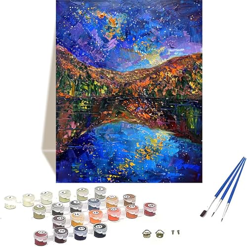 Sternenhimmel Malen Nach Zahlen Erwachsene, Landschaft Malen Nach Zahlen kinder Leinwand mit Pinseln und Acrylfarbe, DIY Paint by Numbers Adult und Anfänger, für Home Decor, Geschenk - 100x135CM K-5 von LUOLYYEI