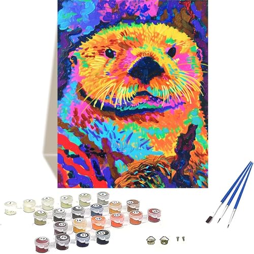 Tier Malen Nach Zahlen Erwachsene, Otter Malen Nach Zahlen kinder Leinwand mit Pinseln und Acrylfarbe, DIY Paint by Numbers Adult und Anfänger, für Home Decor, Geschenk - Ohne Rahmen 70x95 cm E-4 von LUOLYYEI