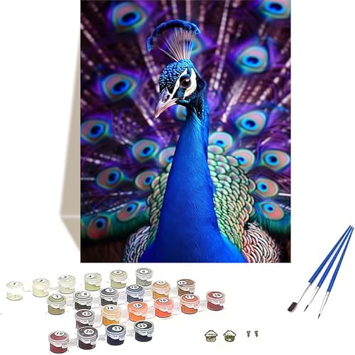 Tier Malen Nach Zahlen Erwachsene, Pfau Malen Nach Zahlen kinder Leinwand mit Pinseln und Acrylfarbe, DIY Paint by Numbers Adult und Anfänger, für Home Decor, Geschenk - Ohne Rahmen 100x135CM 8-4 von LUOLYYEI