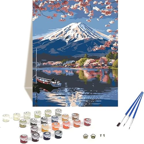 Vulkan Fuji Malen Nach Zahlen Erwachsene, Landschaft Malen Nach Zahlen kinder Leinwand mit Pinseln und Acrylfarbe, DIY Paint by Numbers Adult und Anfänger, für Home Decor, Geschenk - 100 x 135 cm R-2 von LUOLYYEI