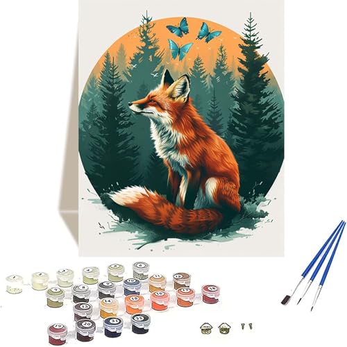 Wald Malen Nach Zahlen Erwachsene, Fuchs Malen Nach Zahlen kinder Leinwand mit Pinseln und Acrylfarbe, DIY Paint by Numbers Adult und Anfänger, für Home Decor, Geschenk - Ohne Rahmen 100x135CM 1-0 von LUOLYYEI