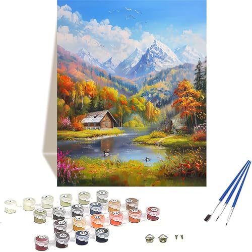 Wald Malen Nach Zahlen Erwachsene, Herbst Malen Nach Zahlen kinder Leinwand mit Pinseln und Acrylfarbe, DIY Paint by Numbers Adult und Anfänger, für Home Decor, Geschenk - Ohne Rahmen 100 x 135 cm 9-0 von LUOLYYEI