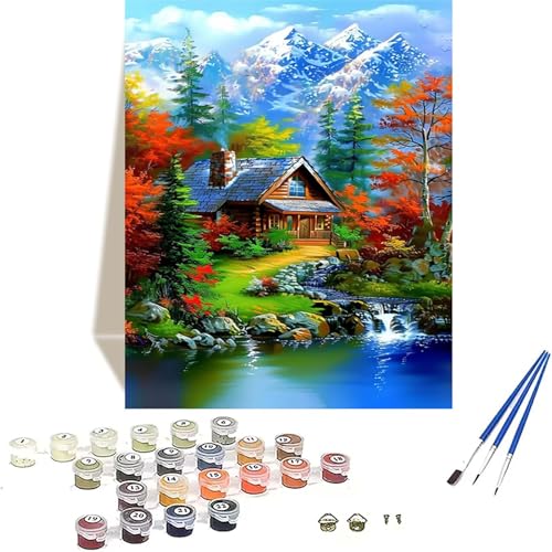 Wald Malen Nach Zahlen Erwachsene, Herbst Malen Nach Zahlen kinder Leinwand mit Pinseln und Acrylfarbe, DIY Paint by Numbers Adult und Anfänger, für Home Decor, Geschenk - Ohne Rahmen 70 x 95 cm 7-T von LUOLYYEI