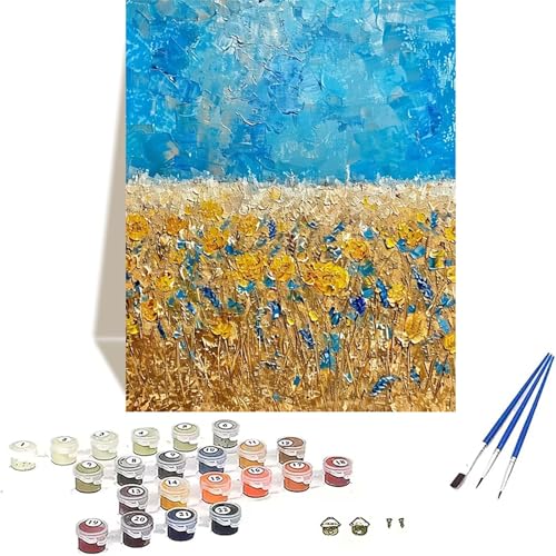 Wiese Malen Nach Zahlen Erwachsene, Himmel Malen Nach Zahlen kinder Leinwand mit Pinseln und Acrylfarbe, DIY Paint by Numbers Adult und Anfänger, für Home Decor, Geschenk - Ohne Rahmen 100x135CM 9-G von LUOLYYEI