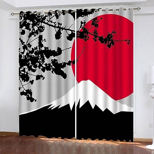 3D Manga Vorhänge Abdunkelnd mit ösen 200x160 cm Polyester Scheibengardinen Sonnenuntergang Cartoon Kawaii Gardinen Blickdicht 2er Set Schallschutz Vorhang für Kinderzimmer Wohnzimmer Schlafzimmer von LUORU