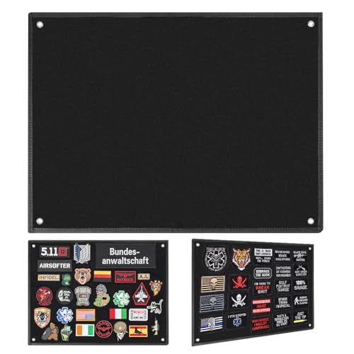 Patches Klettwand Kletttafel Patches Klett - 60 X 45CM Patch-Display-Tafel Klett Patch Board,Haken & Schlaufe,Mit Ösen, Faltbar für Aufklebern, Stempeln, Abzeichen von LUPATDY