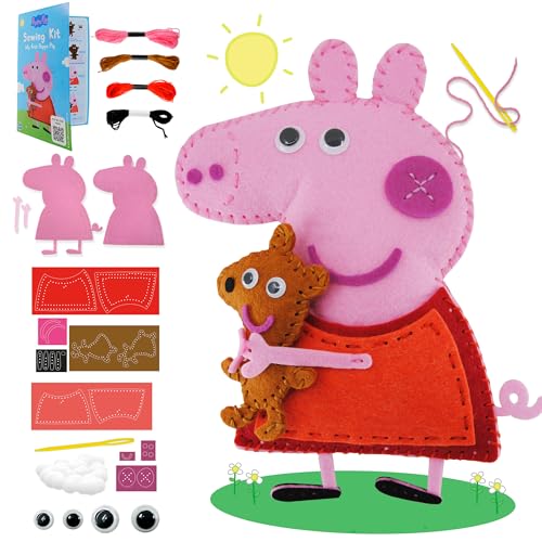 LUPPA My First Peppa Pig Nähset - Anfänger Kinder Einfache DIY-Projekte Peppa Pig & Peppas Bär, komplettes Kunst- & Bastelset mit Anleitung & Filz - Mädchen Jungen nähen & Sticken lernen von LUPPA