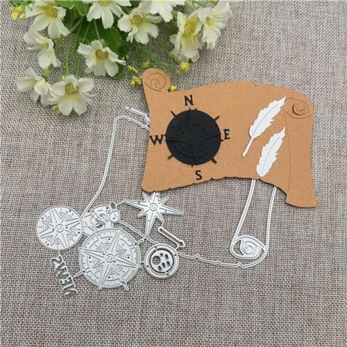 Scrapbooking Dies Schnitte, 10,3 * 13,4 cm Kompass Buch Scroll Metall Schneidformen Scrapbook Prägung Cut Formen für Handwerk Papier Karte Machen Decor Handgemachte Handwerk von LUPZENFUXIA