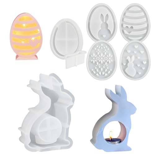 LURICO 7-teiliges Osterhase Silikonformen Set – Wiederverwendbare 3D Gießformen für Kerzen, Schokolade & Seife | Inkl. Ostereierform | DIY Bastelset für Osterdekoration & Geschenke von LURICO